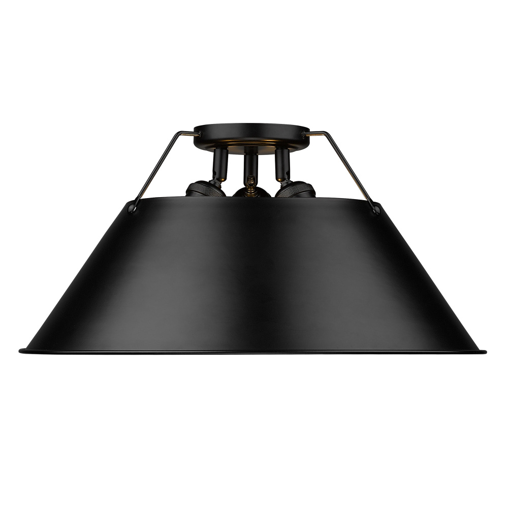 Yep by Golden Lighting Orwell 3-light Flush Mount in Matte Black